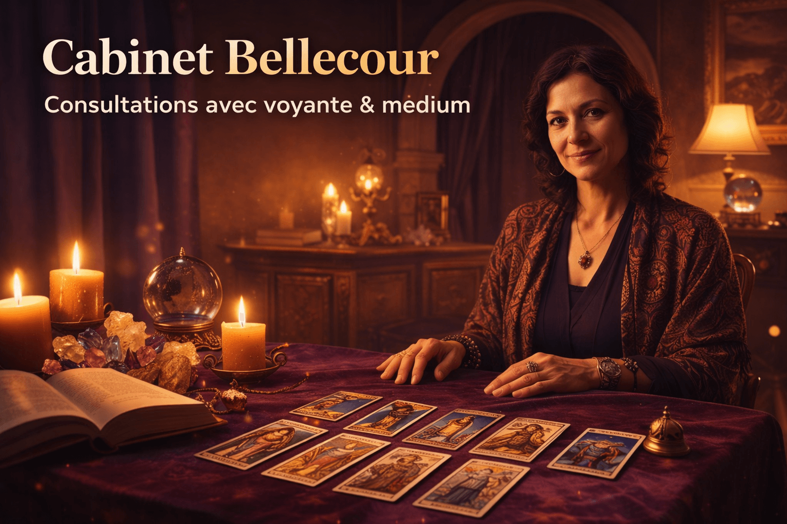 Cabinet de voyance cosy à Lyon, ambiance bougies et cartes